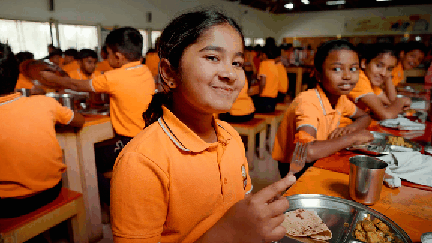 Students dining in the campus dining hall